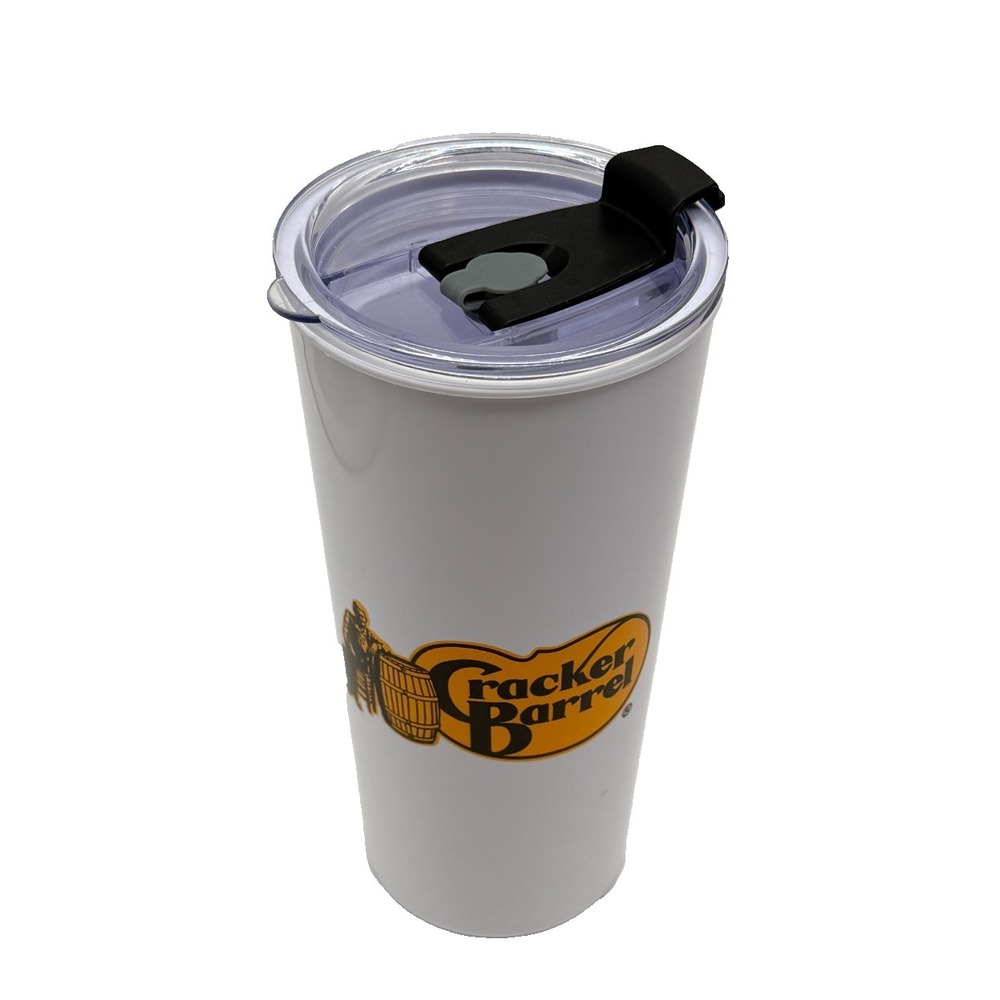 Cracker Barrel 16oz White Insulated Travel Tumbler | Made in USA
